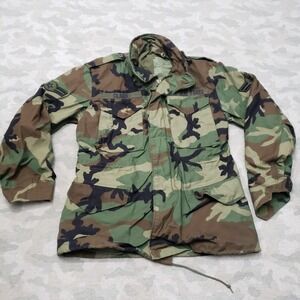 Vintage Military Coat Men Small Green M 65 Camo Alpha Industries Woodland Combat